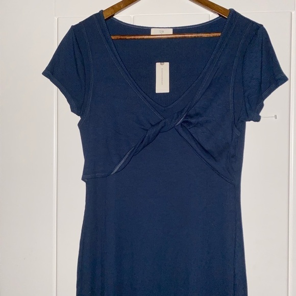 Anthropology Twist Front‎ Knit Midi Dress Minimalist NEW Women Size S Pullover - Picture 3 of 8